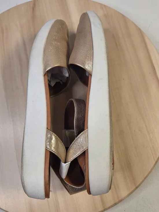 FitFlop Cova Closed Toe Metallic Gold Leather Sandals Women US 7 - Picture 10 of 14